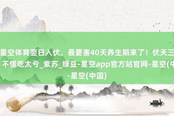 星空体育翌日入伏，最要害40天养生期来了！伏天三宝，不懂吃太亏_紫苏_绿豆-星空app官方站官网-星空(中国)