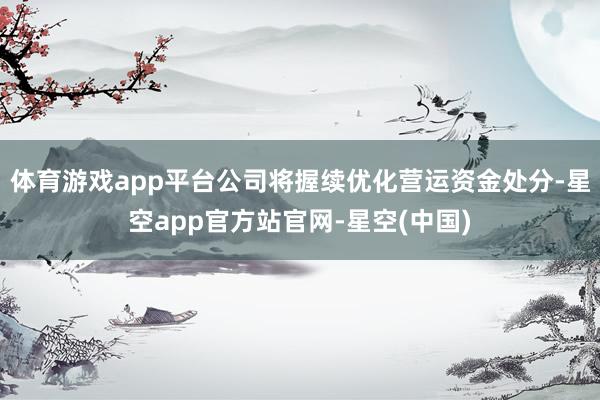 体育游戏app平台公司将握续优化营运资金处分-星空app官方站官网-星空(中国)